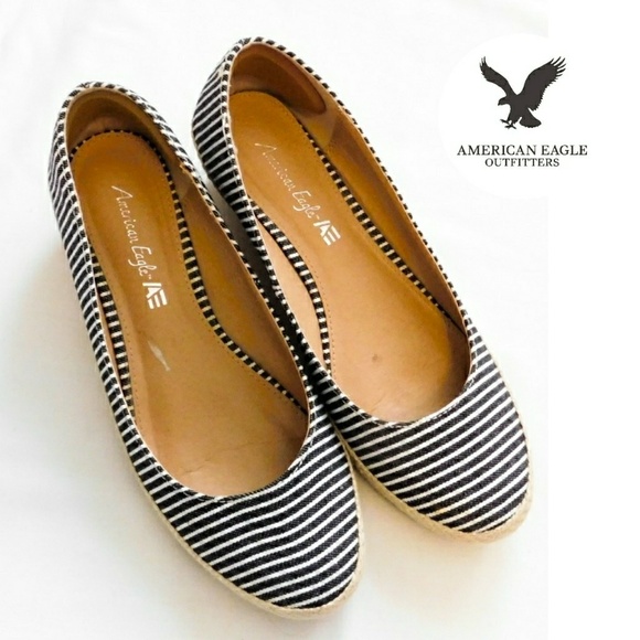 American Eagle Outfitters Shoes - AMERICAN EAGLE OUTFITTERS STRIPE WEDGE SLIP ONS